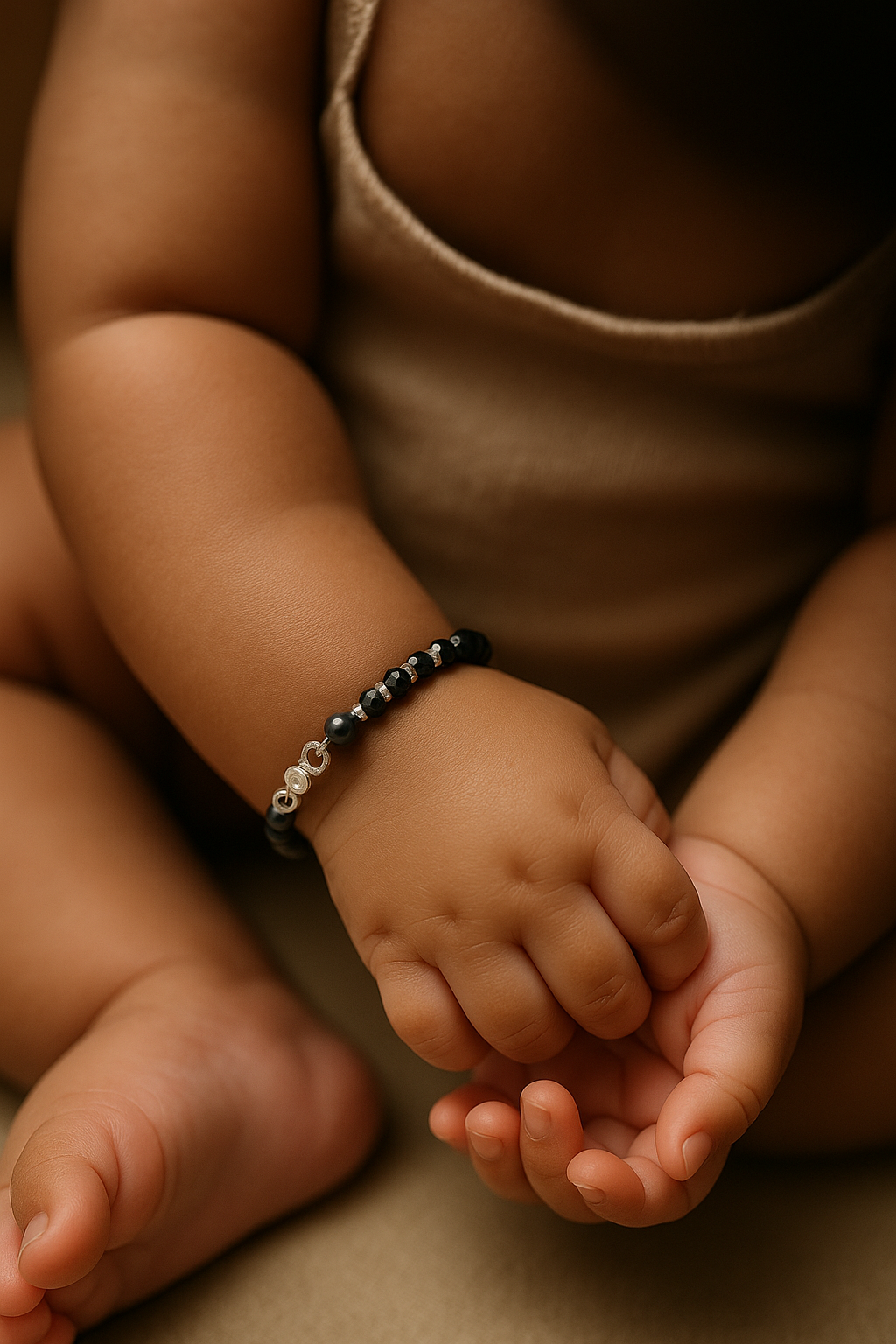 Protective Nazar Black Bead Silver Bracelet for Baby & Kids - Image 2