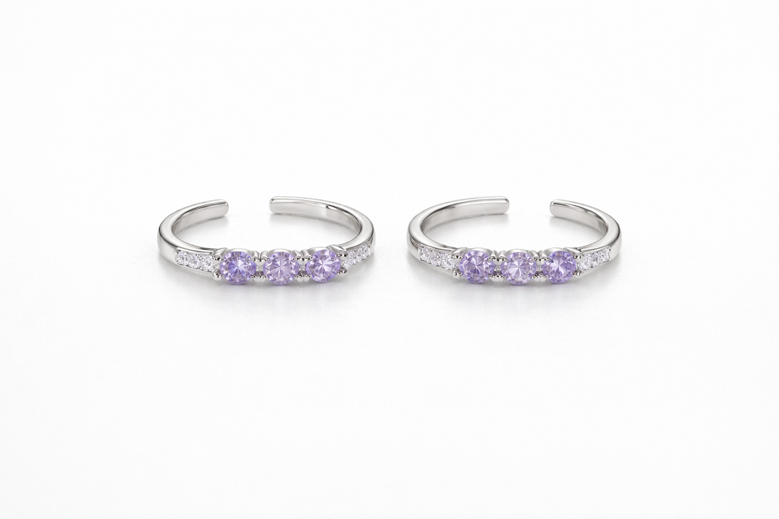 Elegant Lavender Stone Silver Toe Ring for Everyday Charm