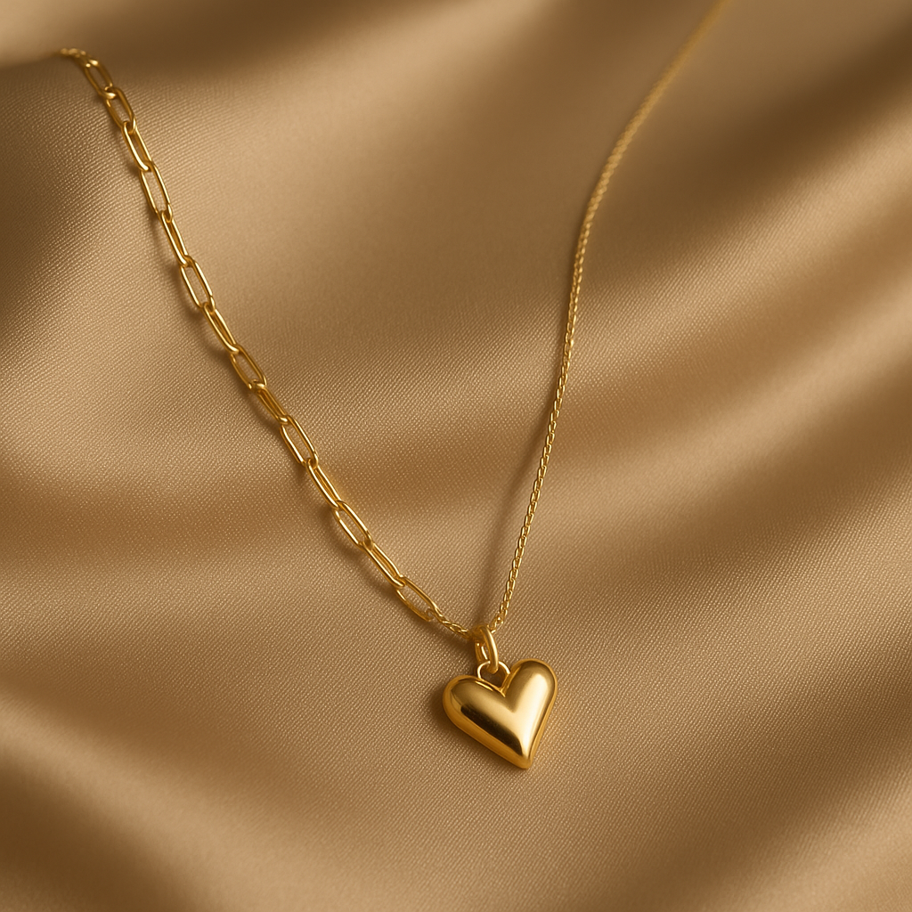 Romantic Gold Plated Silver Heart Necklace for Women