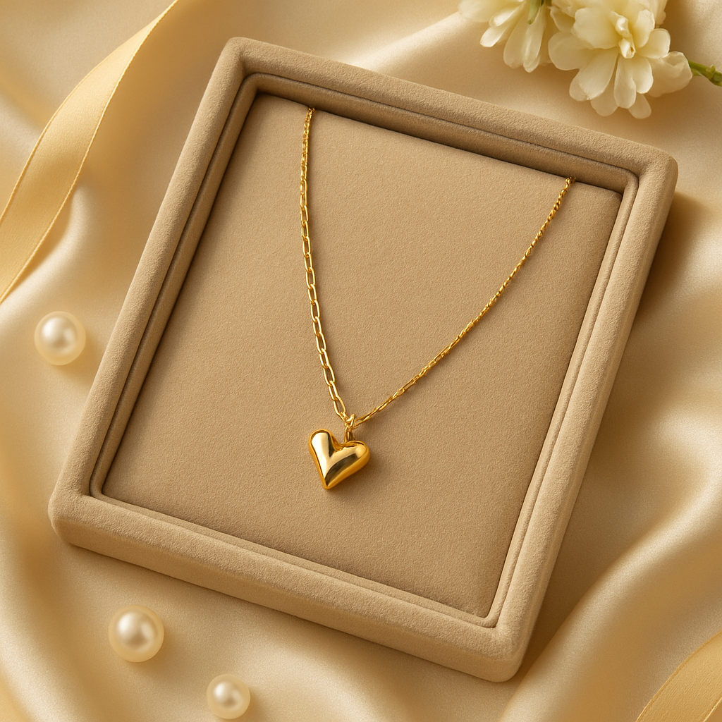Romantic Gold Plated Silver Heart Necklace for Women - Image 3