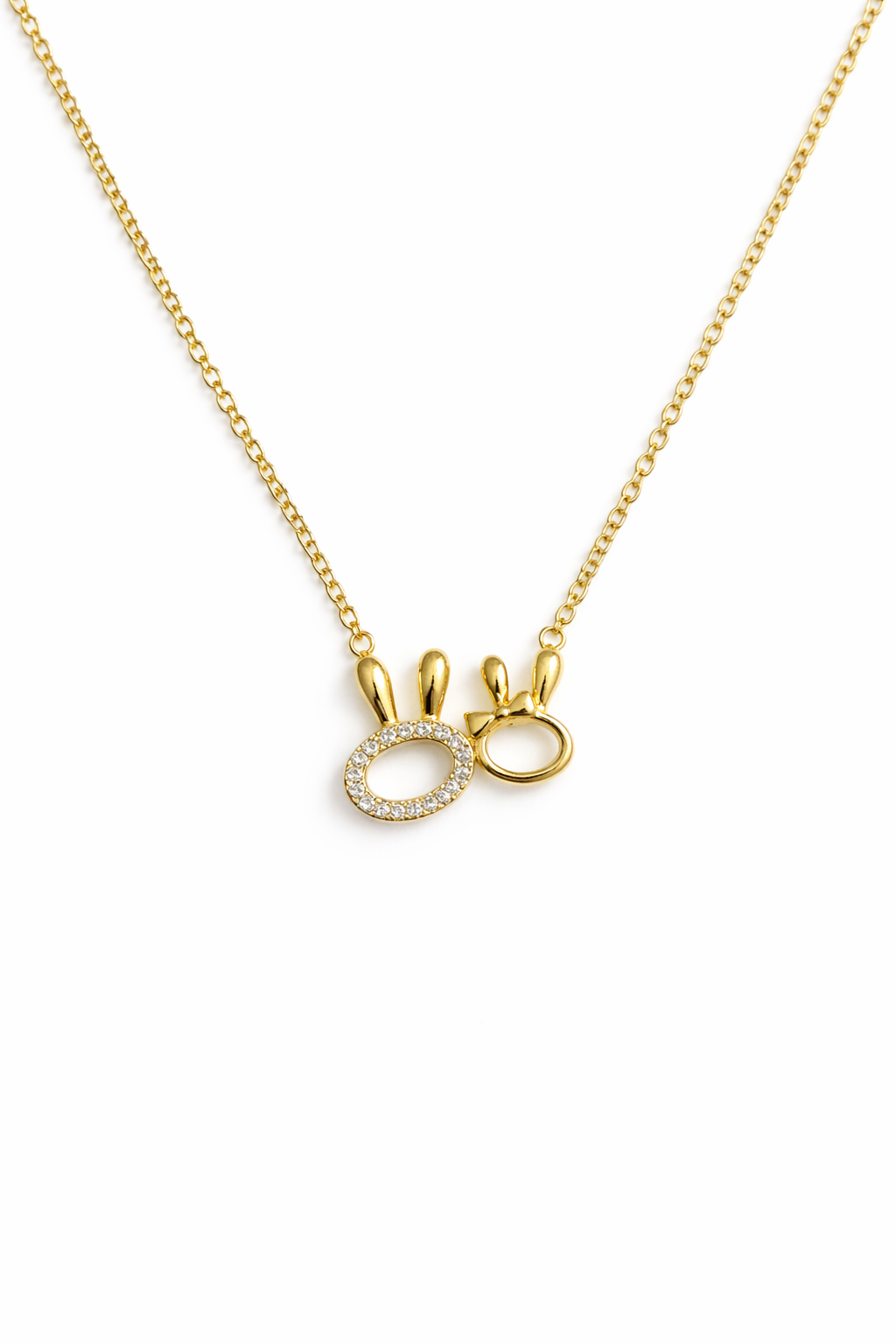 Cute Bunny Charm Dual Pendant Necklace for Women (925 Silver)