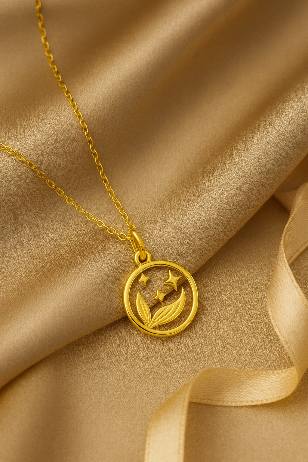 Celestial Moon & Star Pendant Necklace (925 Silver)