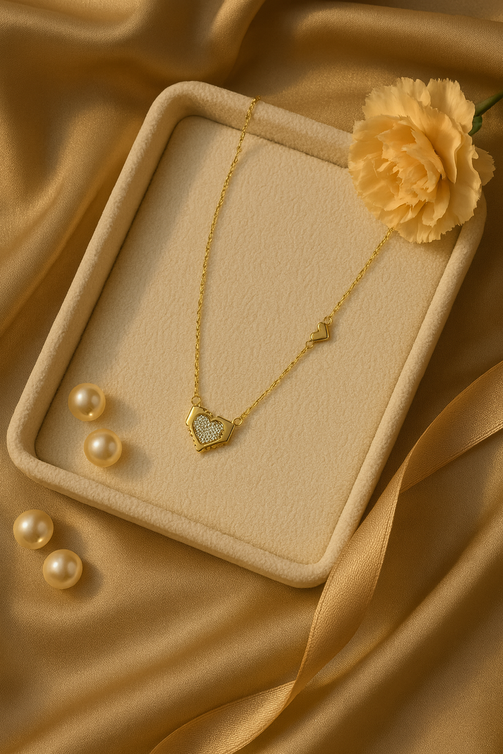 Elegant Gold Plated Silver Heart Pendant Necklace for Women - Image 4