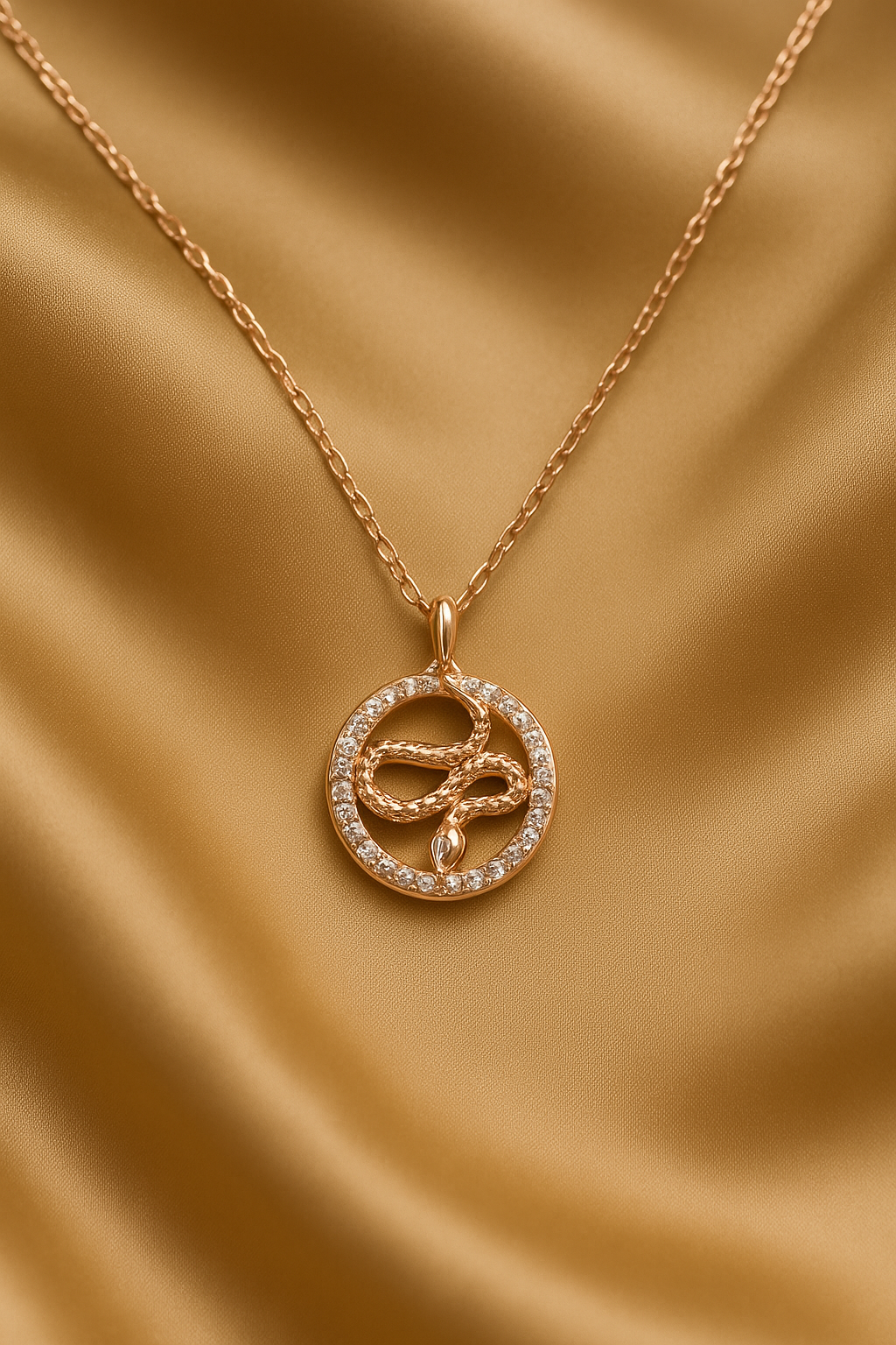 Mystical Gold Plated Silver Snake Circle Necklace for Women - Image 4