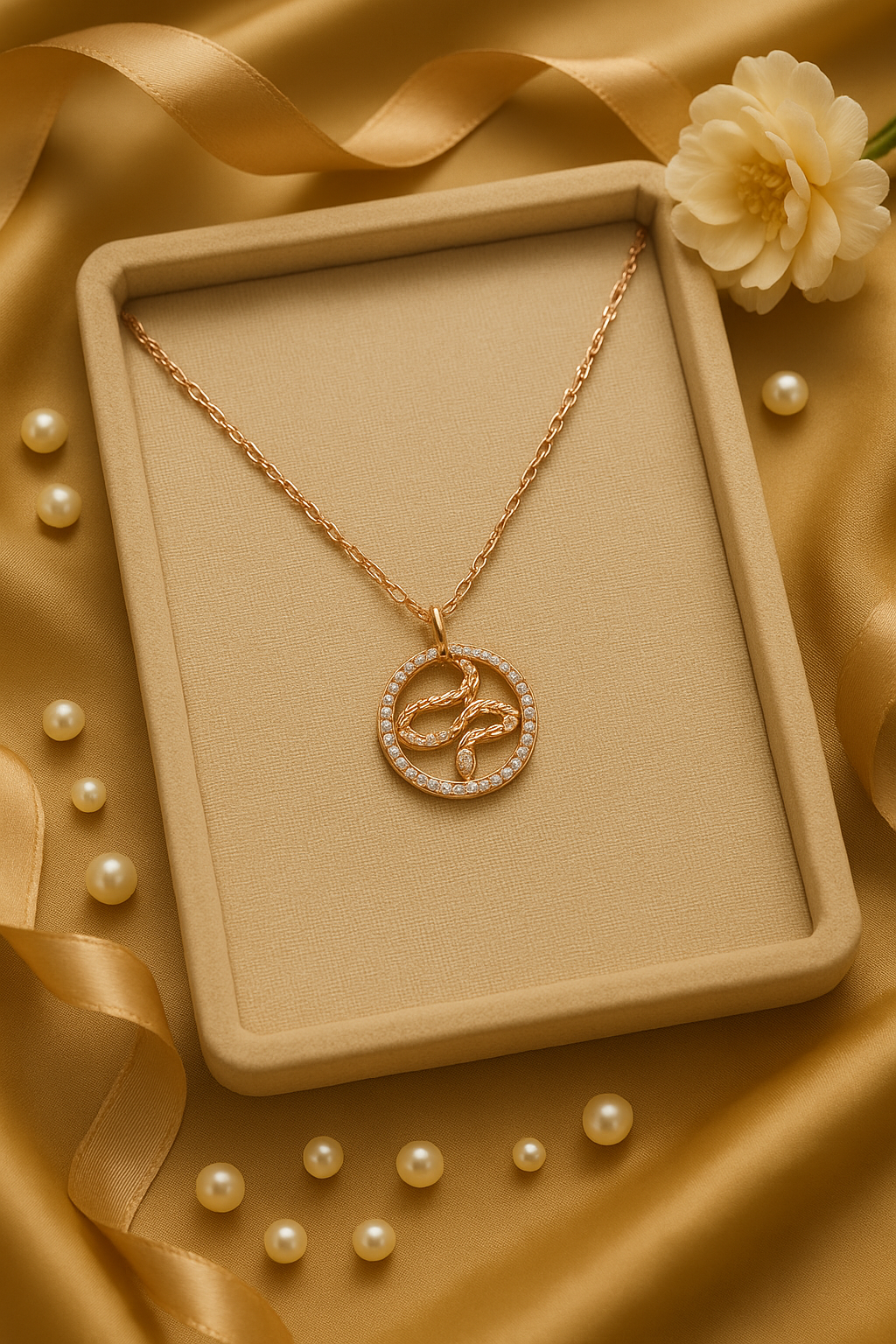 Mystical Gold Plated Silver Snake Circle Necklace for Women - Image 5