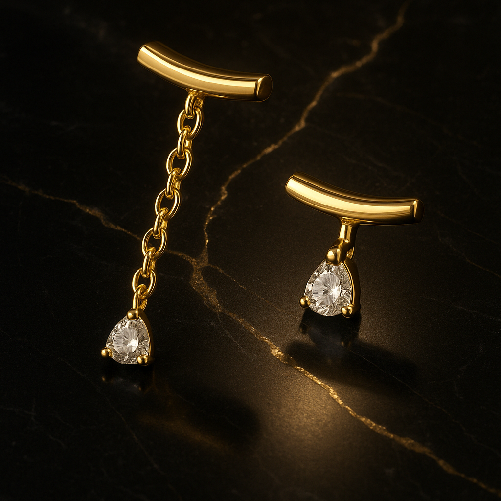 Elegant Gold Asymmetrical Drop Earrings with Crystal for Women