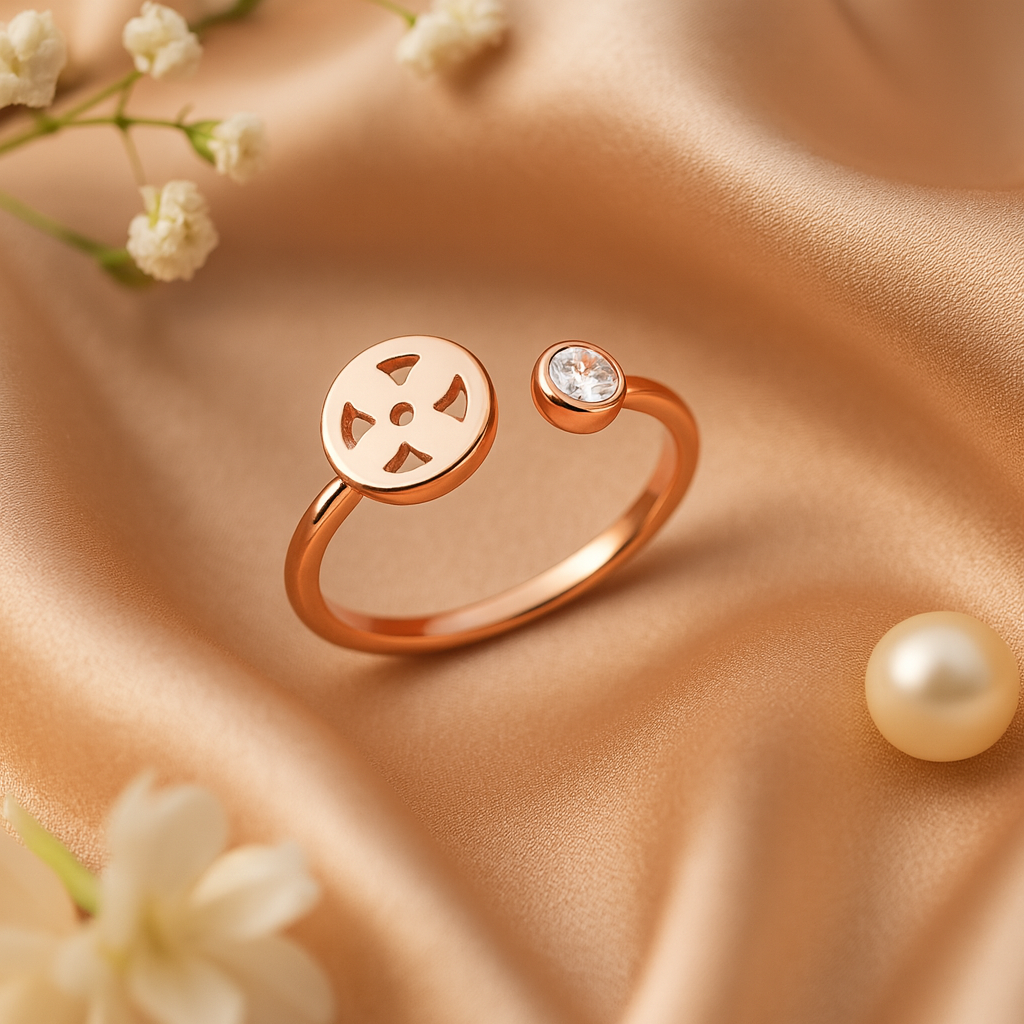 Minimal Rose Gold Silver Open Ring for Women