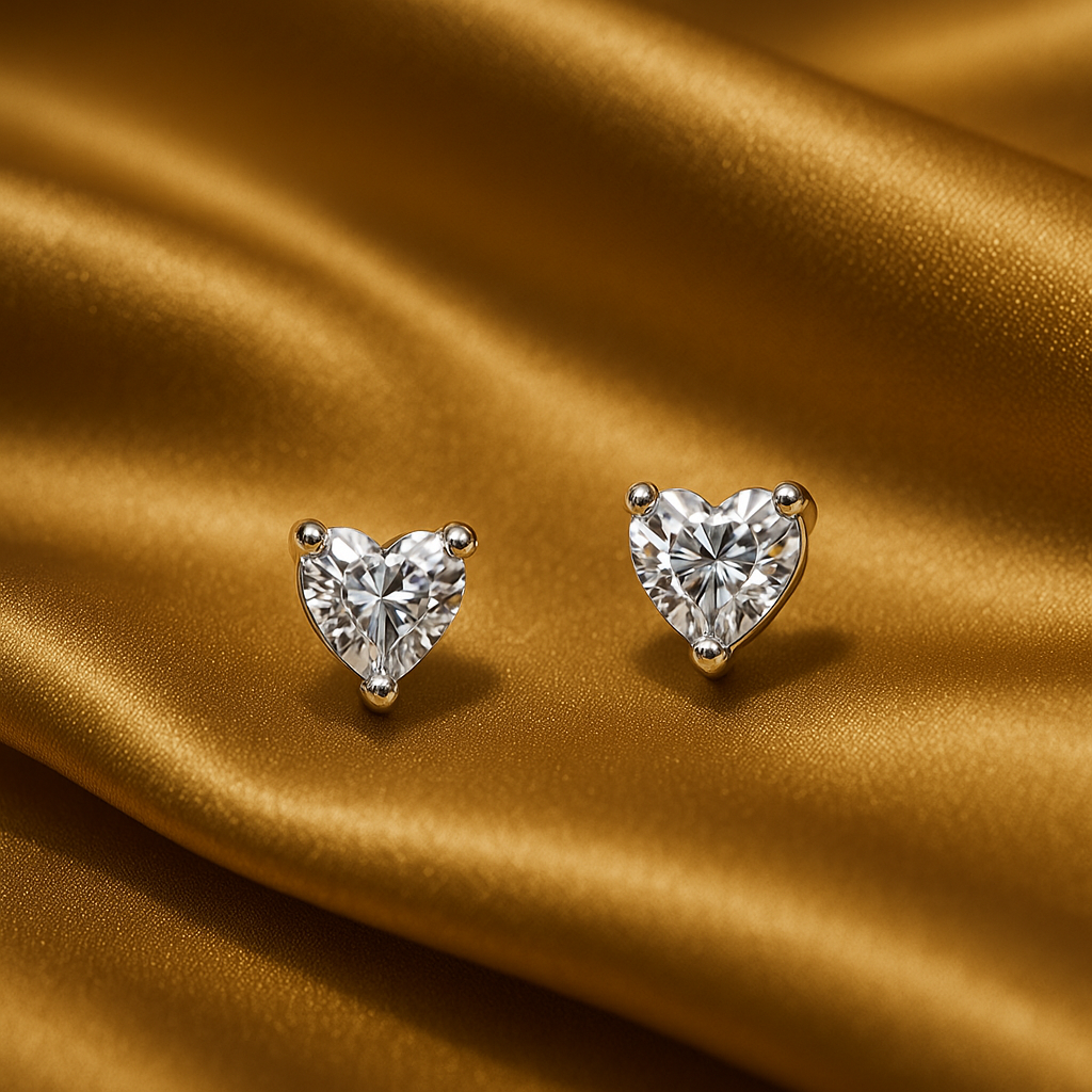Romantic 925 Silver Heart Stud Earrings for Women