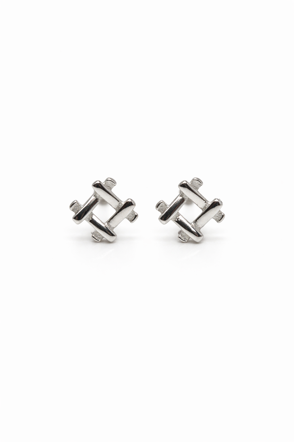 Minimal Silver Interlock Stud Earrings for Modern Elegance