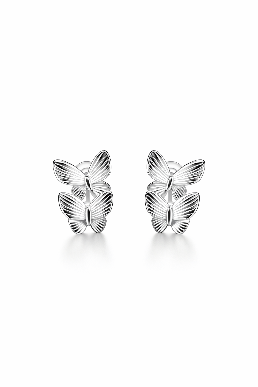 Delicate Silver Butterfly Stud Earrings for Women