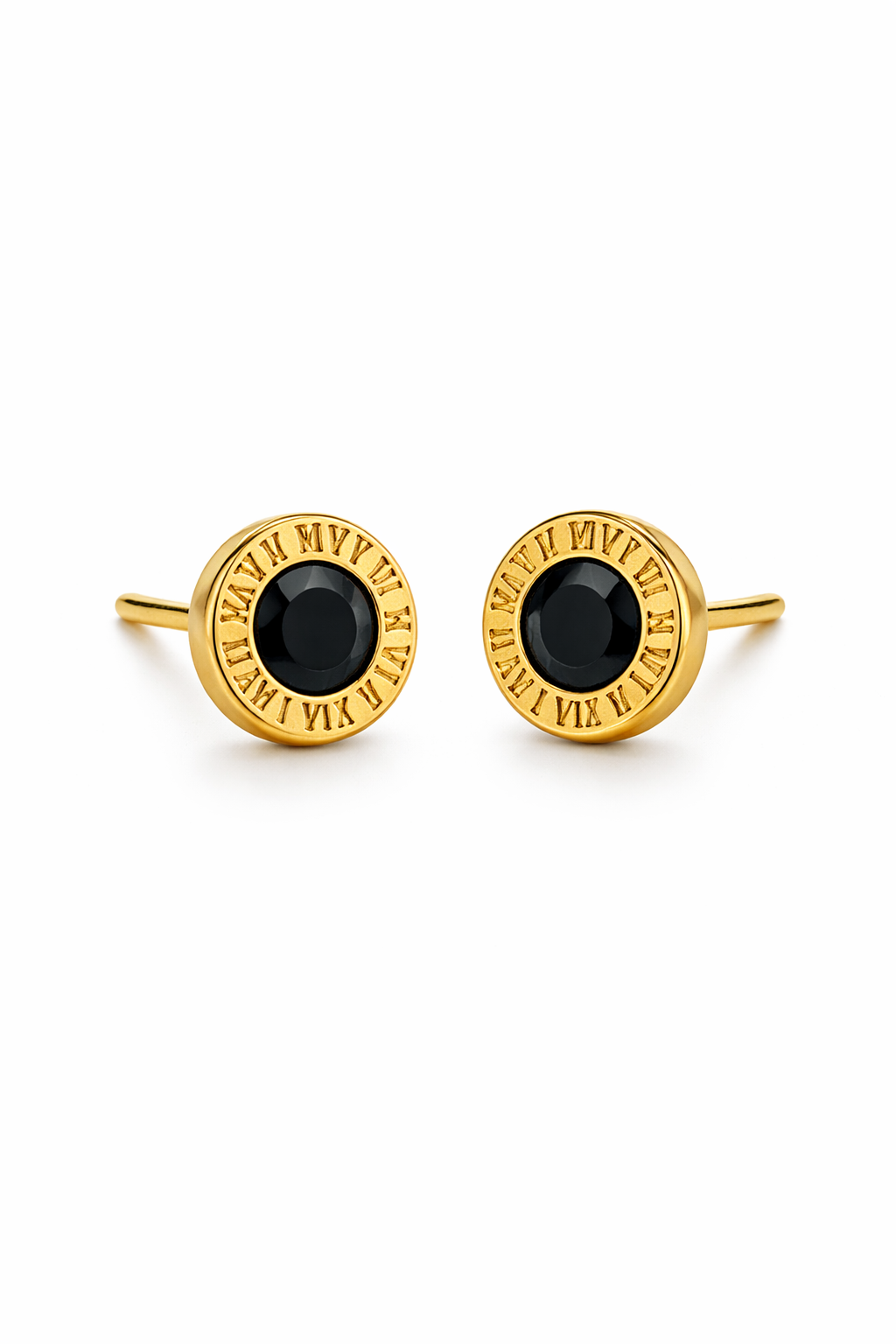 Timeless Gold Roman Dial Stud Earrings for Elegant Style