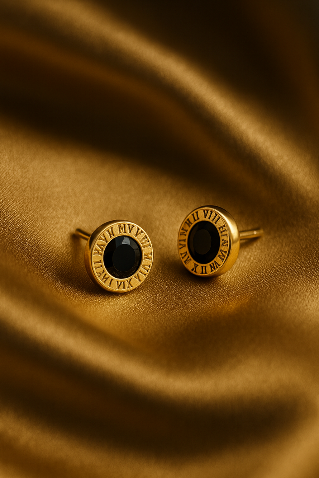 Timeless Gold Roman Dial Stud Earrings for Elegant Style - Image 2