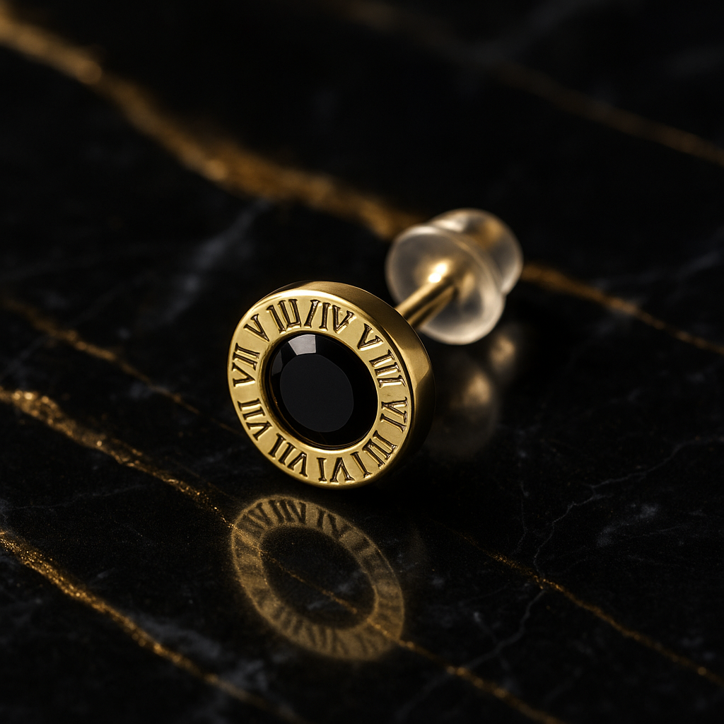 Timeless Gold Roman Dial Stud Earrings for Elegant Style - Image 5