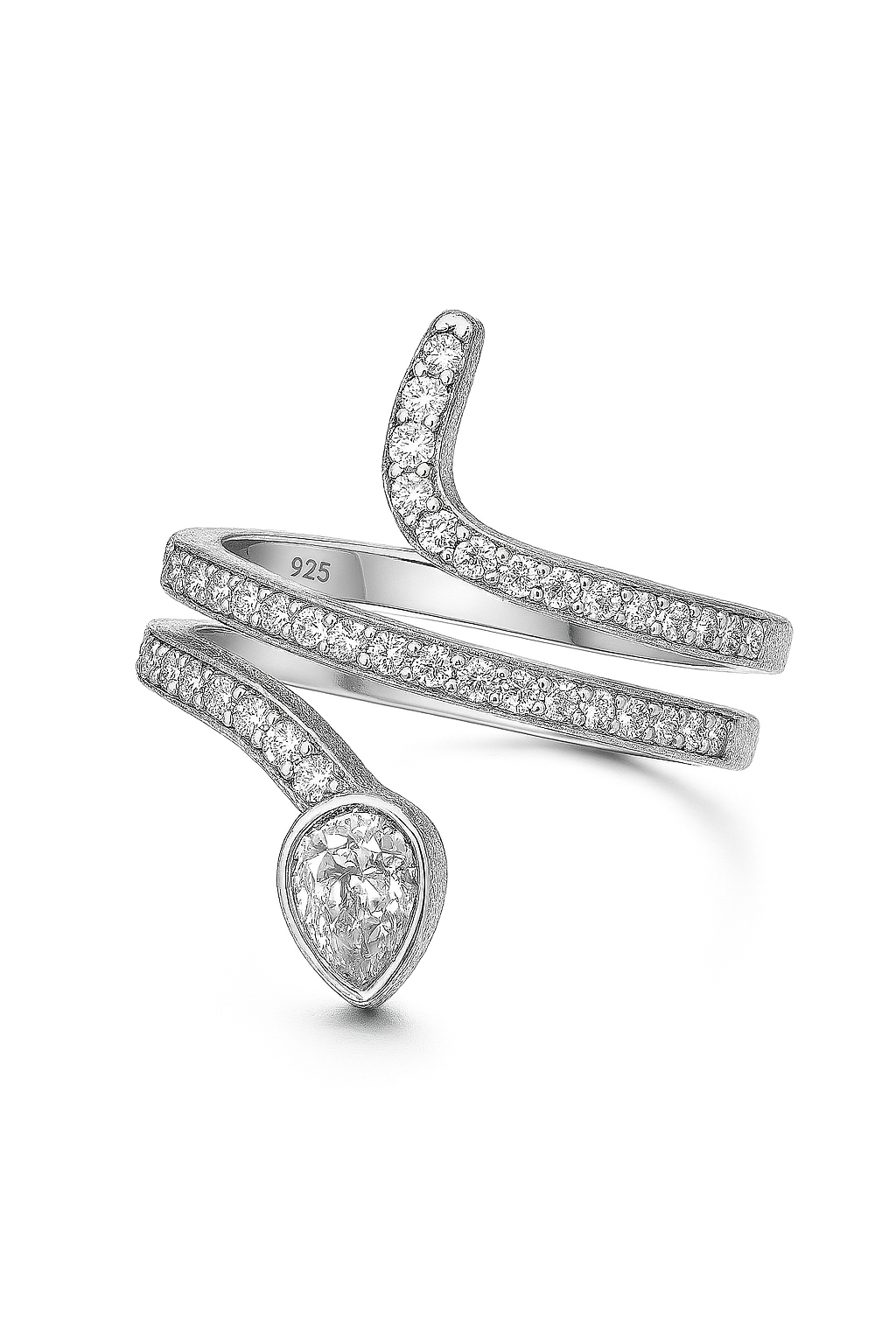 Dazzling Silver Crystal Wrap Ring for Statement Elegance - Image 2