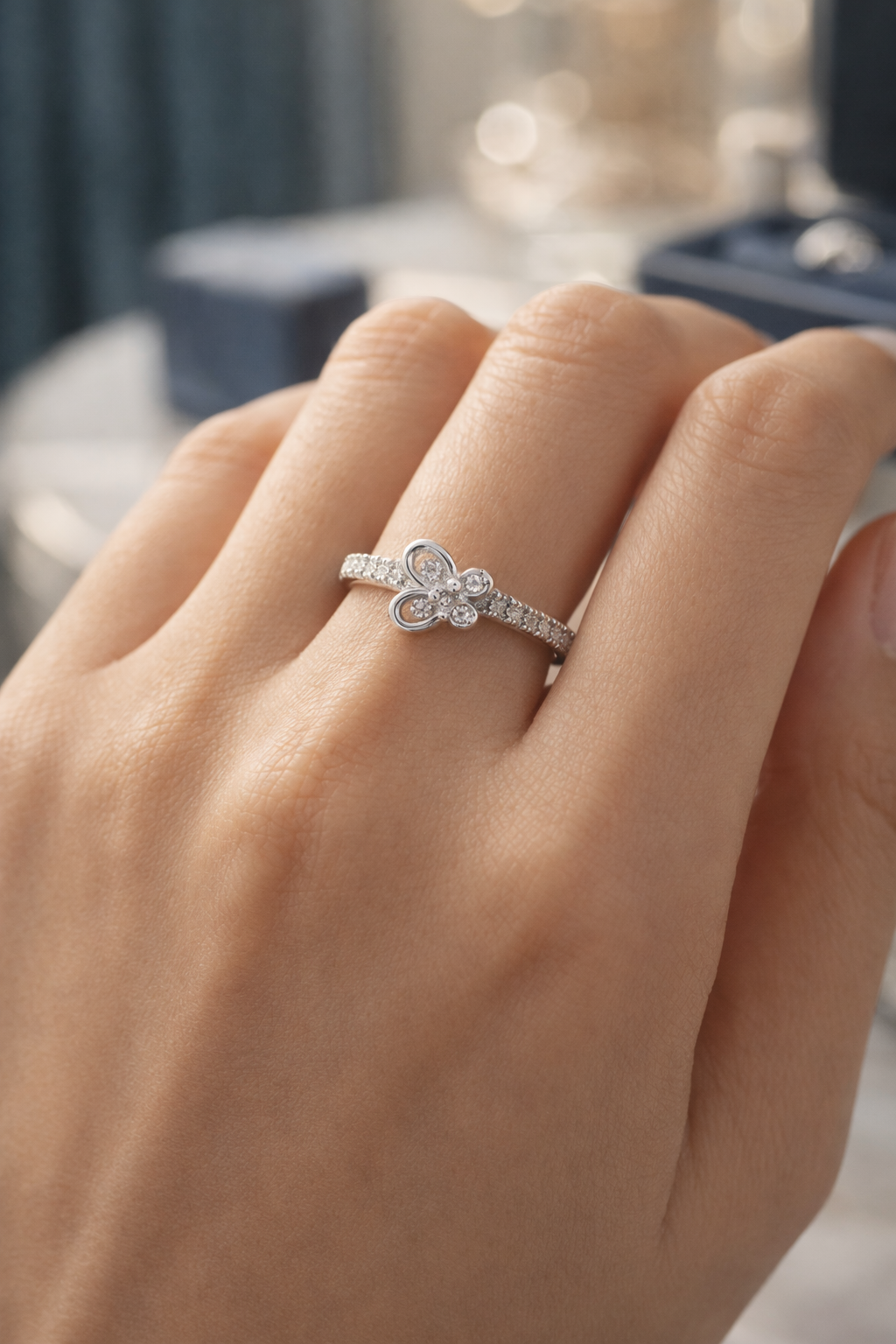 Fluttering Butterfly Silver Ring for Women (925 Sterling Silver) - Image 4