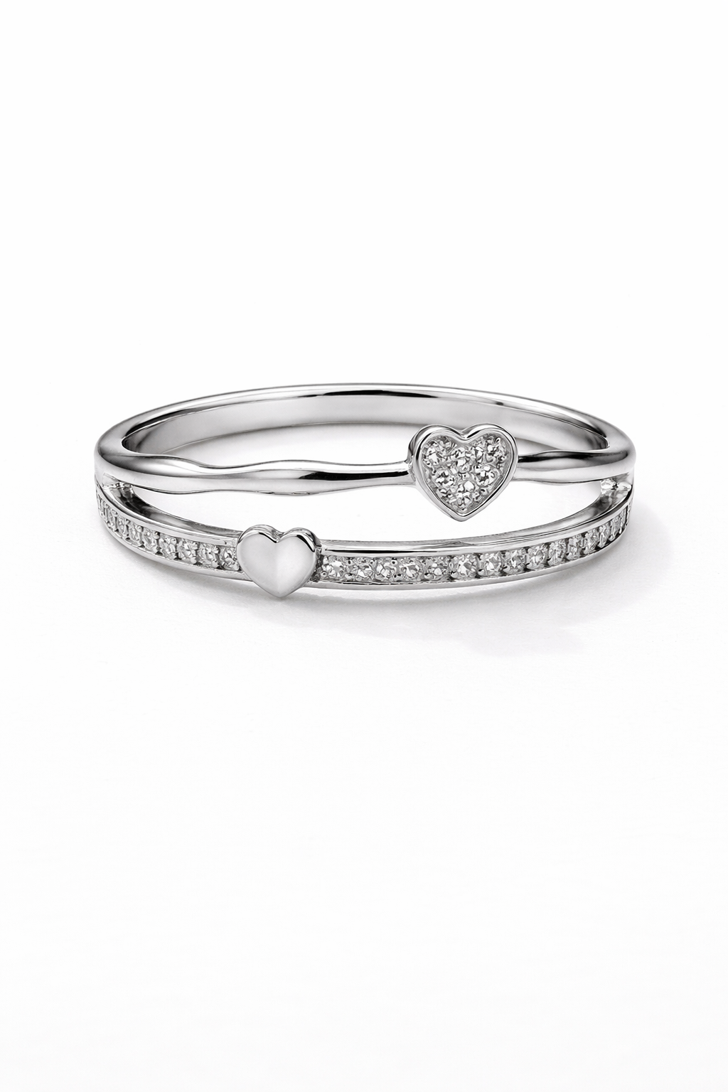 Double Heart Silver Ring for Women (925 Sterling Silver)