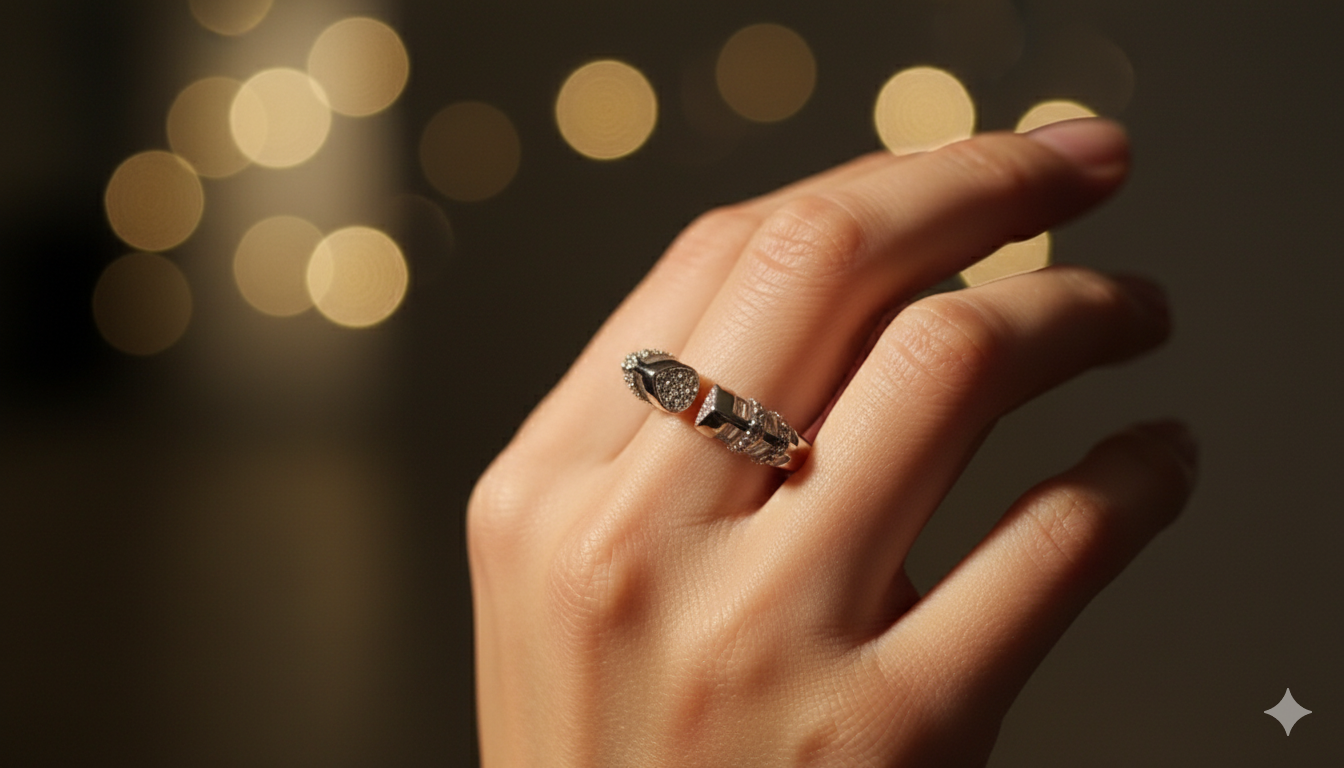 925 Sterling Silver Adjustable Open-End Ring for Women (Minimal Statement Design) - Image 5