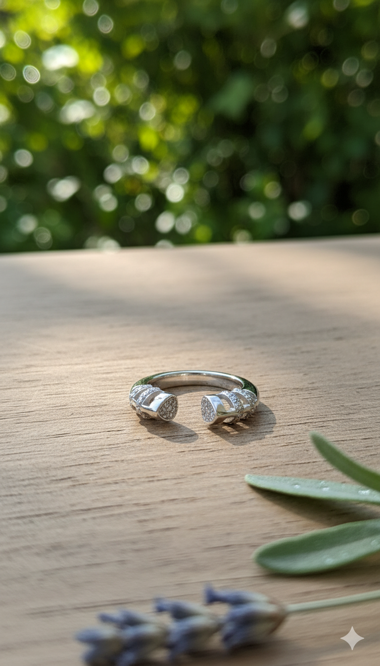 925 Sterling Silver Adjustable Open-End Ring for Women (Minimal Statement Design) - Image 4