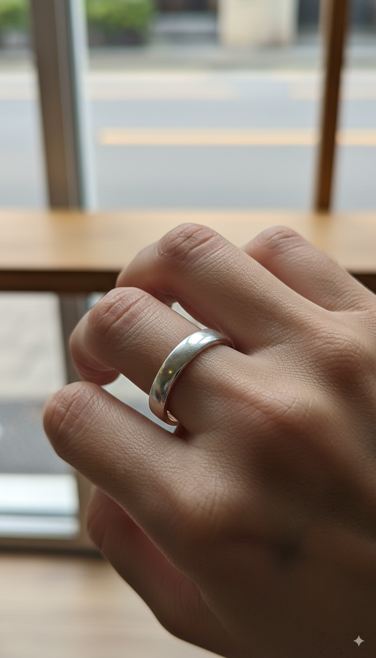 Minimal Plain Silver Band Ring for Everyday Wear - Image 3