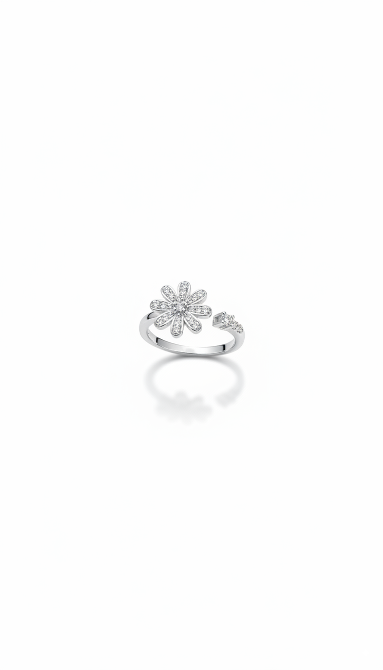 Delicate 925 Silver Daisy Flower Ring for Women