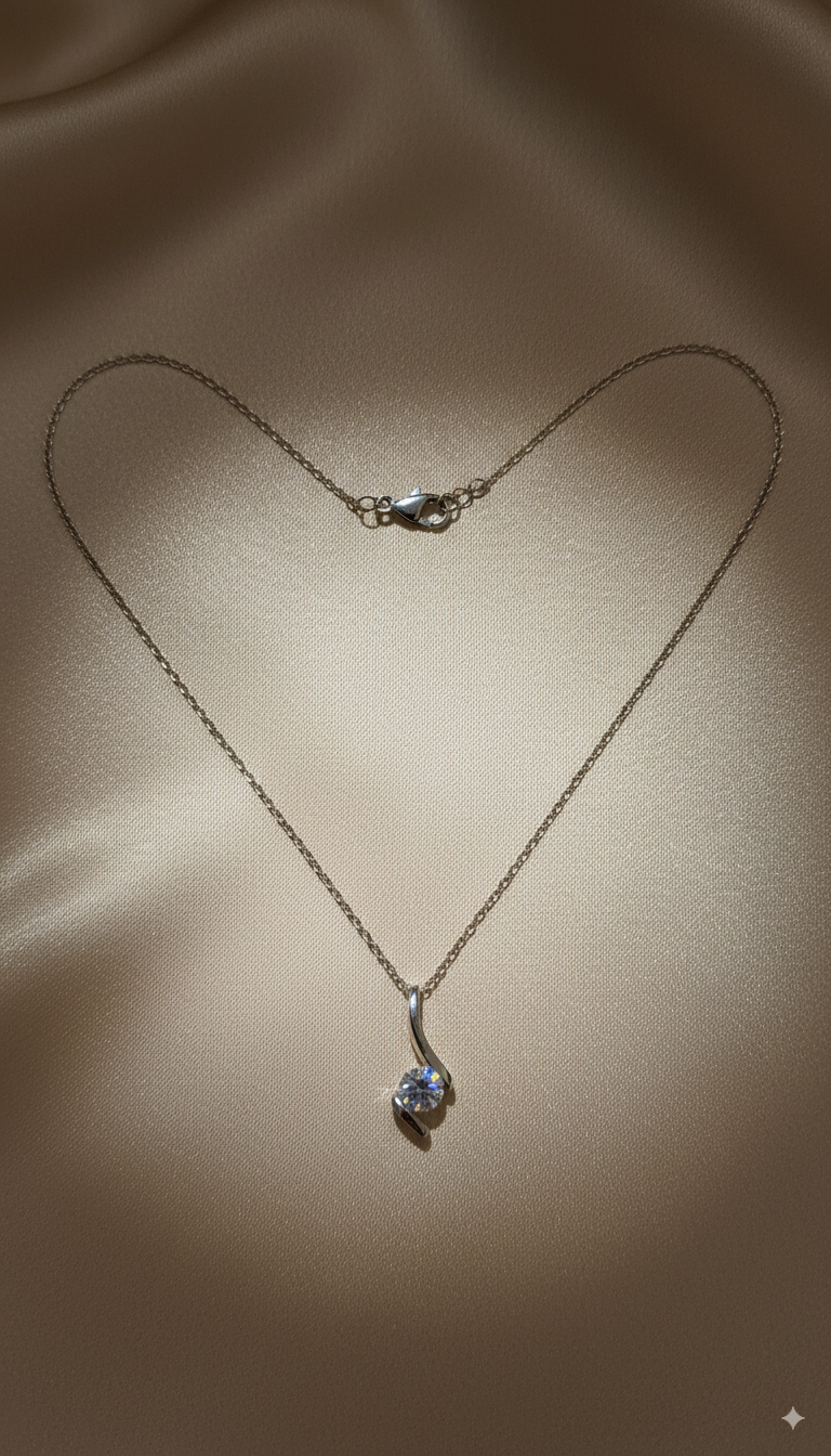 Elegant Solitaire Drop Pendant Necklace for Women (925 Silver)