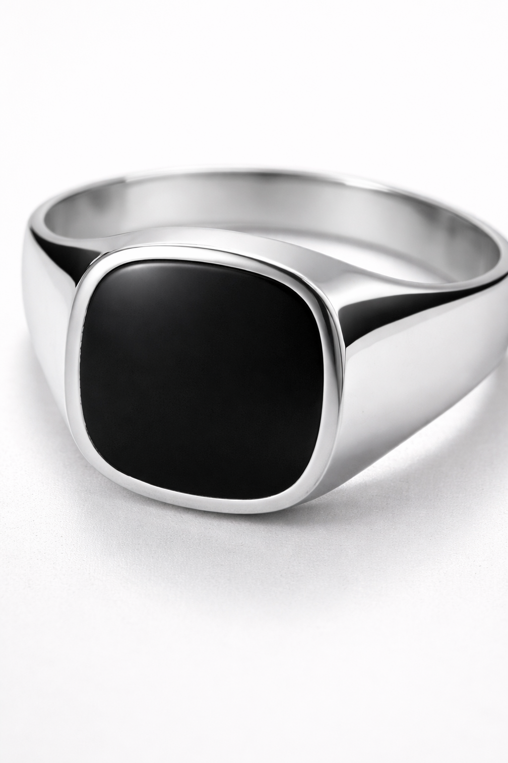 Bold Black Onyx Silver Signet Ring for Men - Image 2