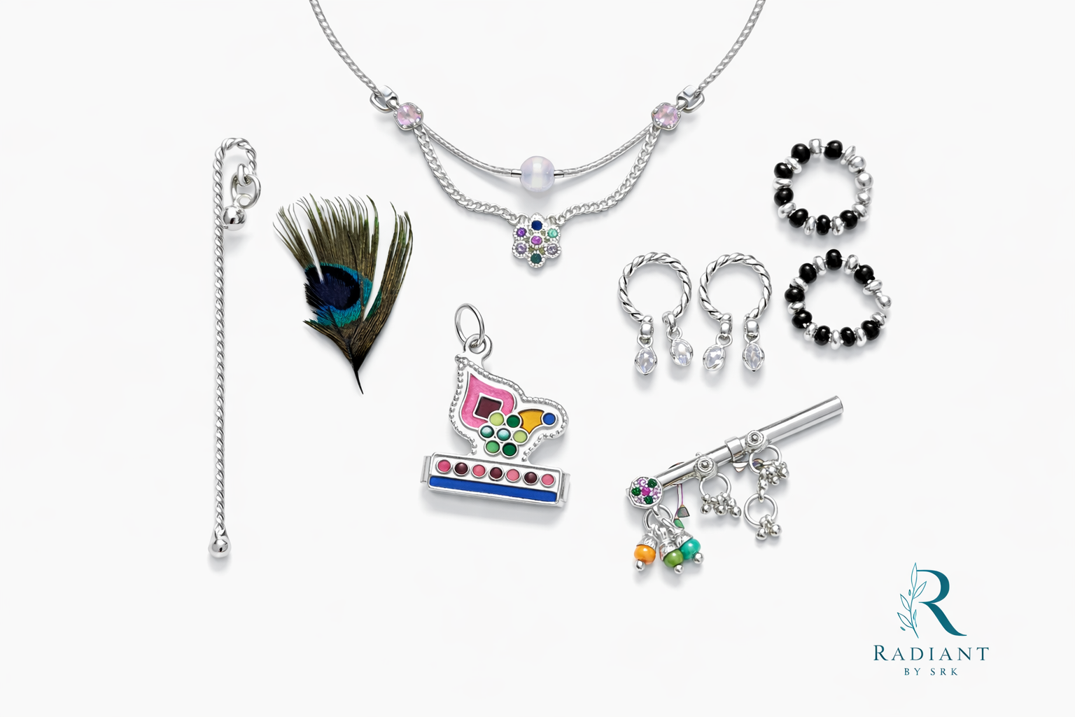 Divine Silver Ladoo Gopal Shringar Jewellery Set for Bal Krishna