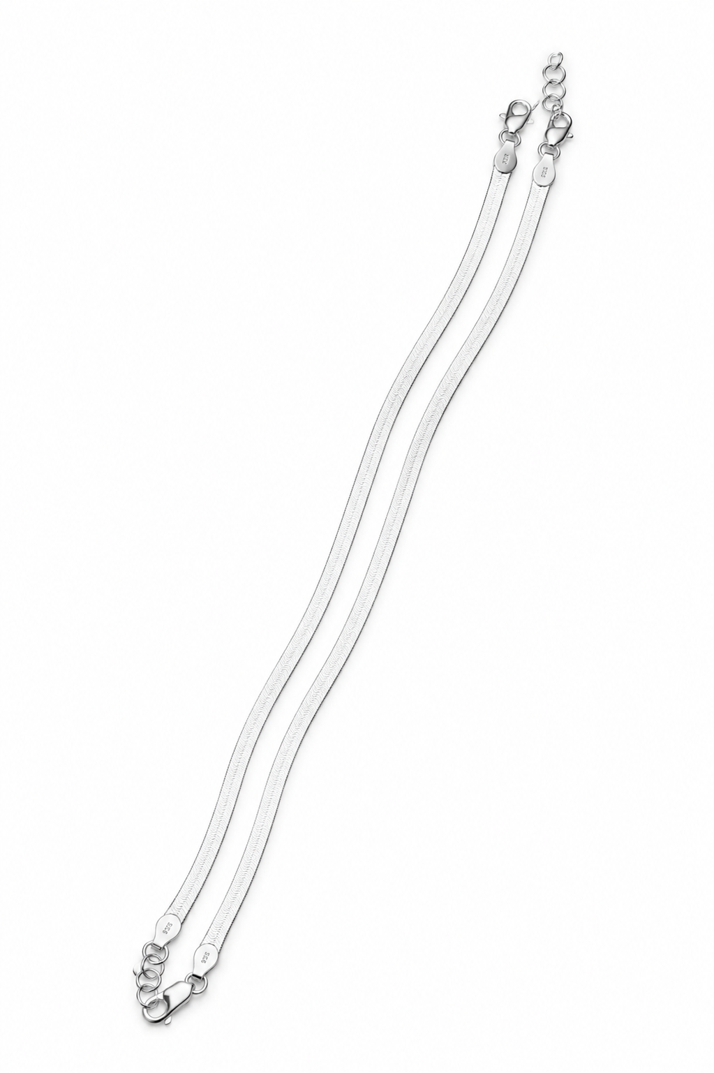 Sleek 925 Silver Herringbone Anklet Set for Women