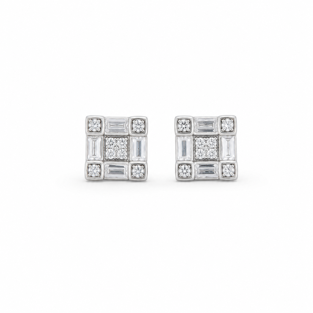 Sophisticated 925 Silver Geometric Stud Earrings for Women