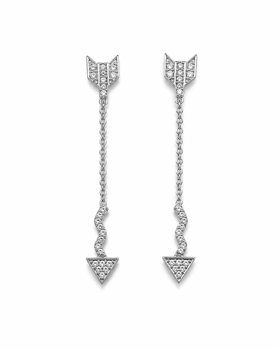 Edgy 925 Silver Arrow Drop Earrings for Women