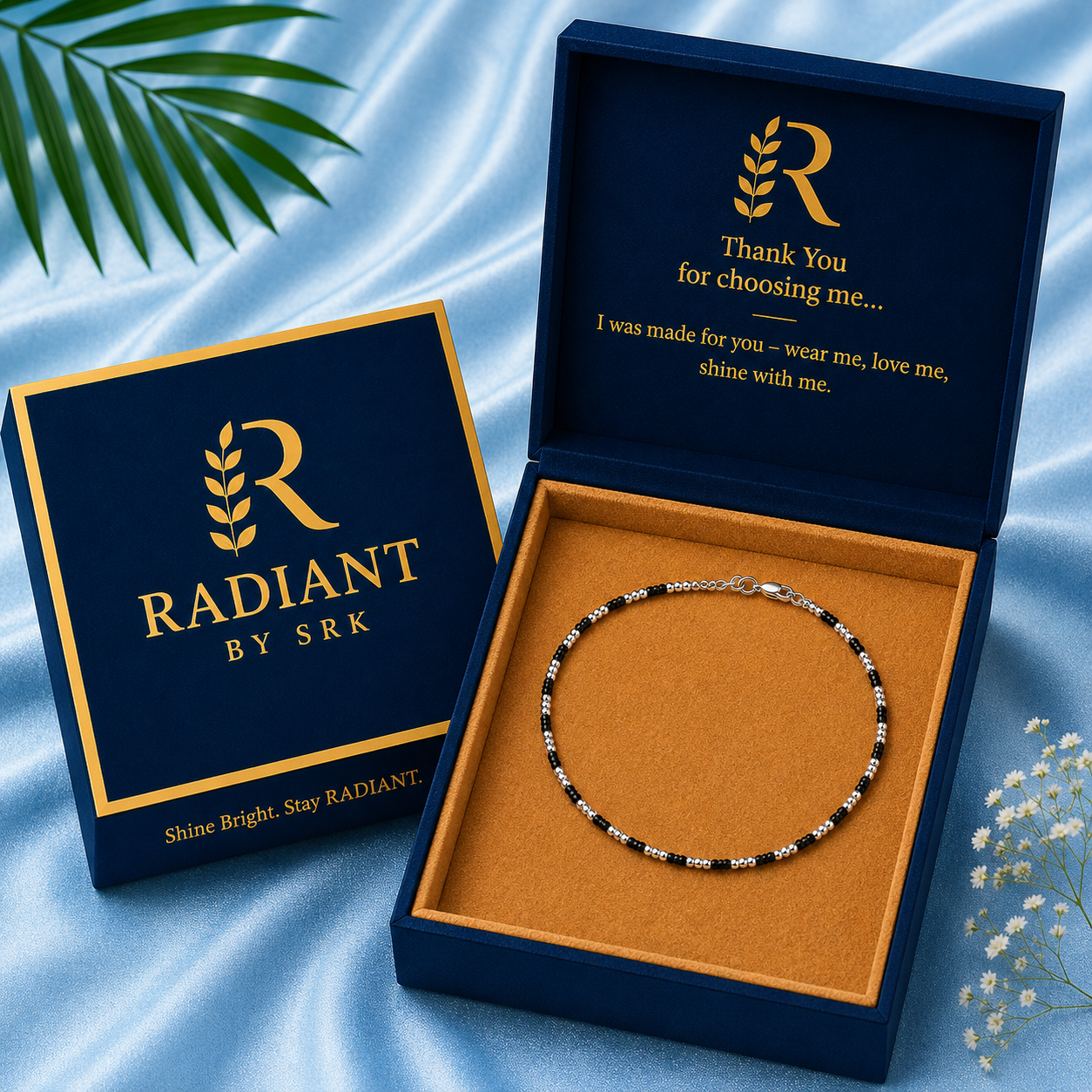 Sleek Black Bead Silver Anklet for Everyday Minimal Style - Image 5