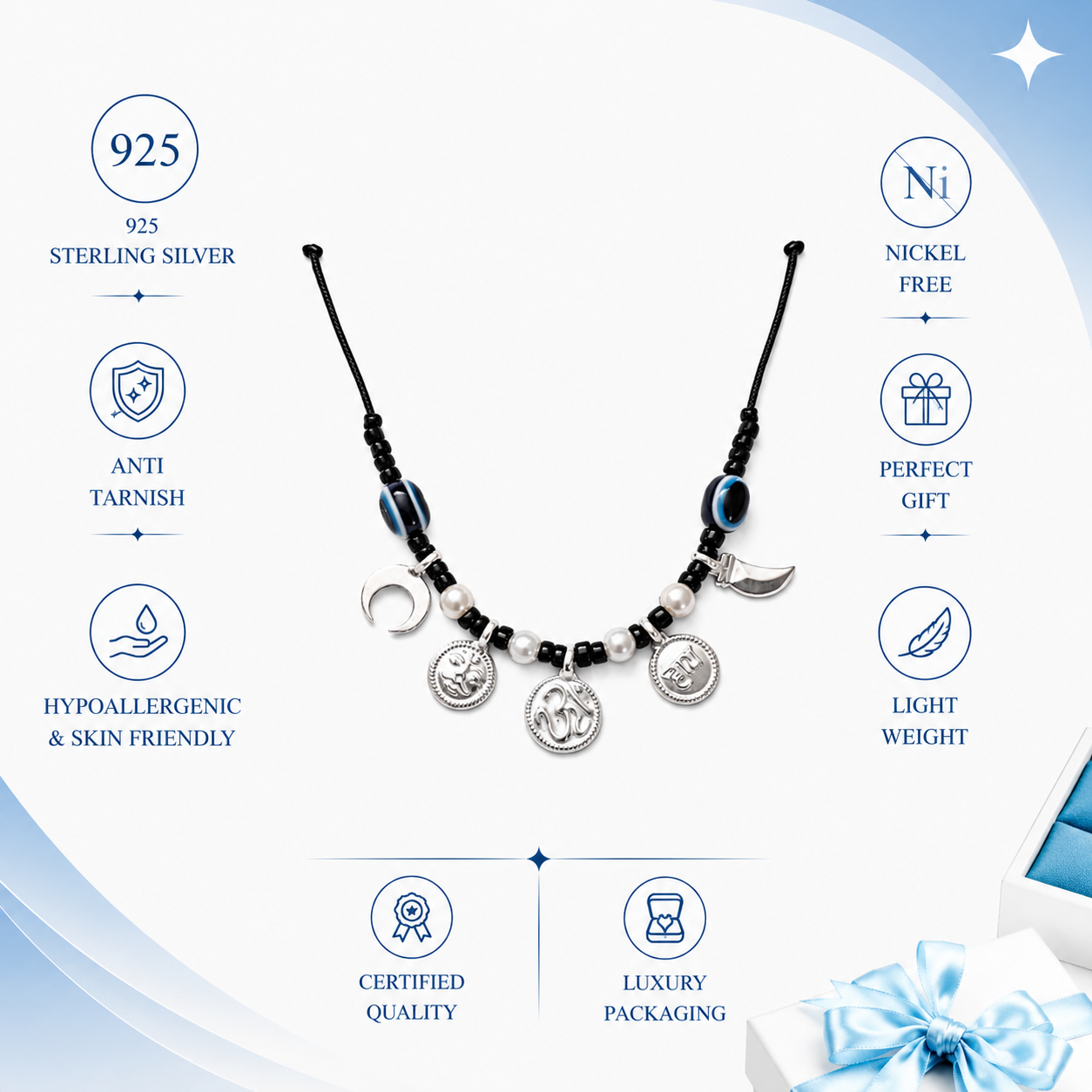 Sacred Om Nazar Black Thread Pendant for Protection & Blessings - Image 3