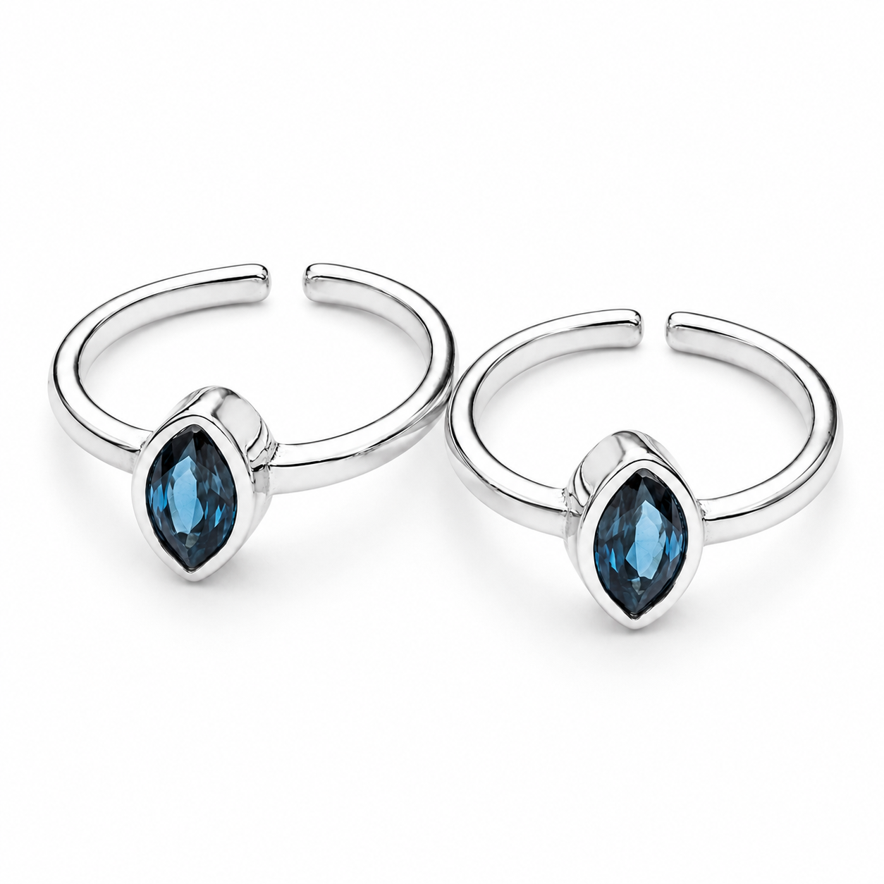 Elegant Blue Stone Silver Toe Ring for Minimal Chic Style