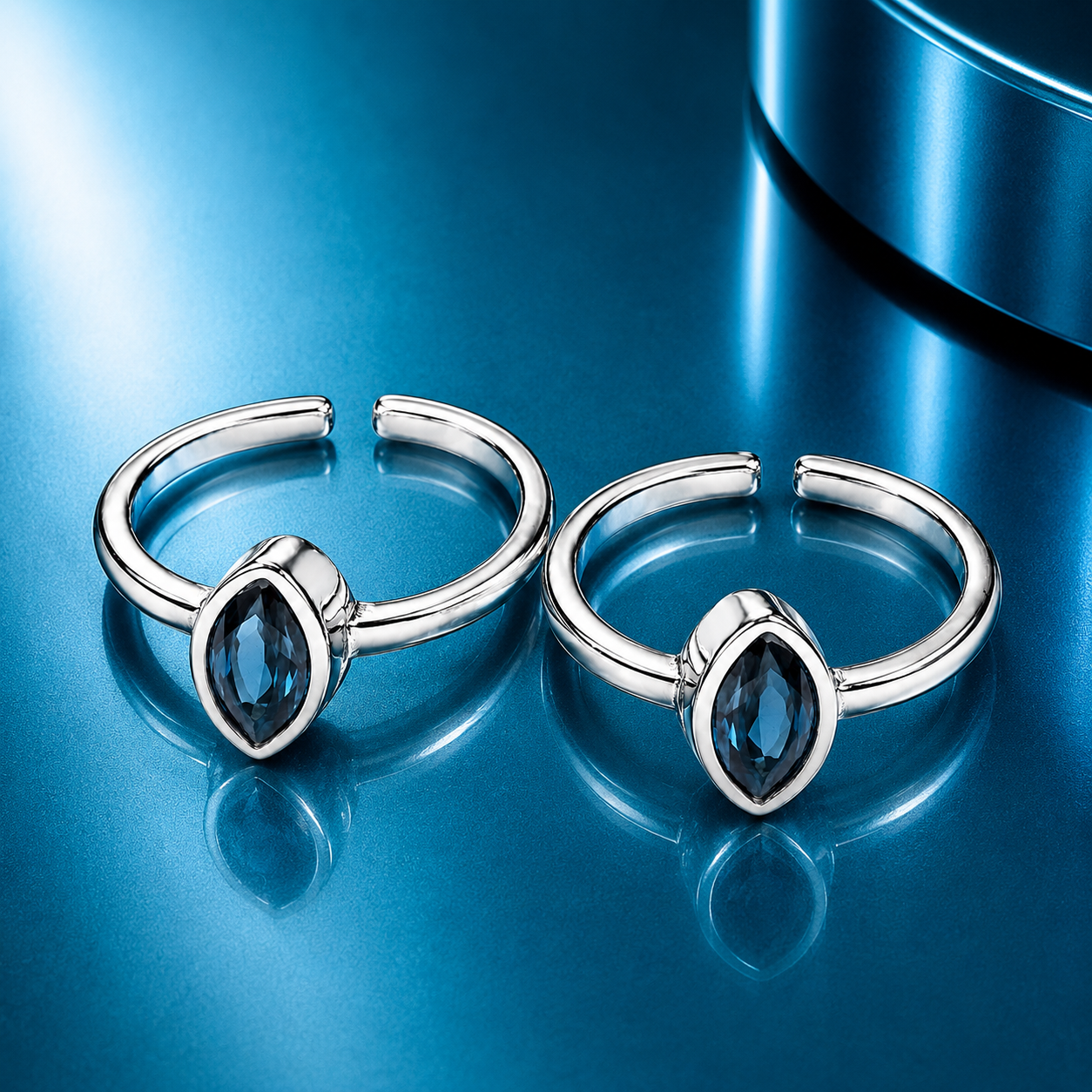 Elegant Blue Stone Silver Toe Ring for Minimal Chic Style - Image 2