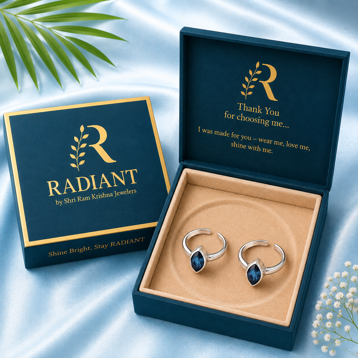 Elegant Blue Stone Silver Toe Ring for Minimal Chic Style - Image 4