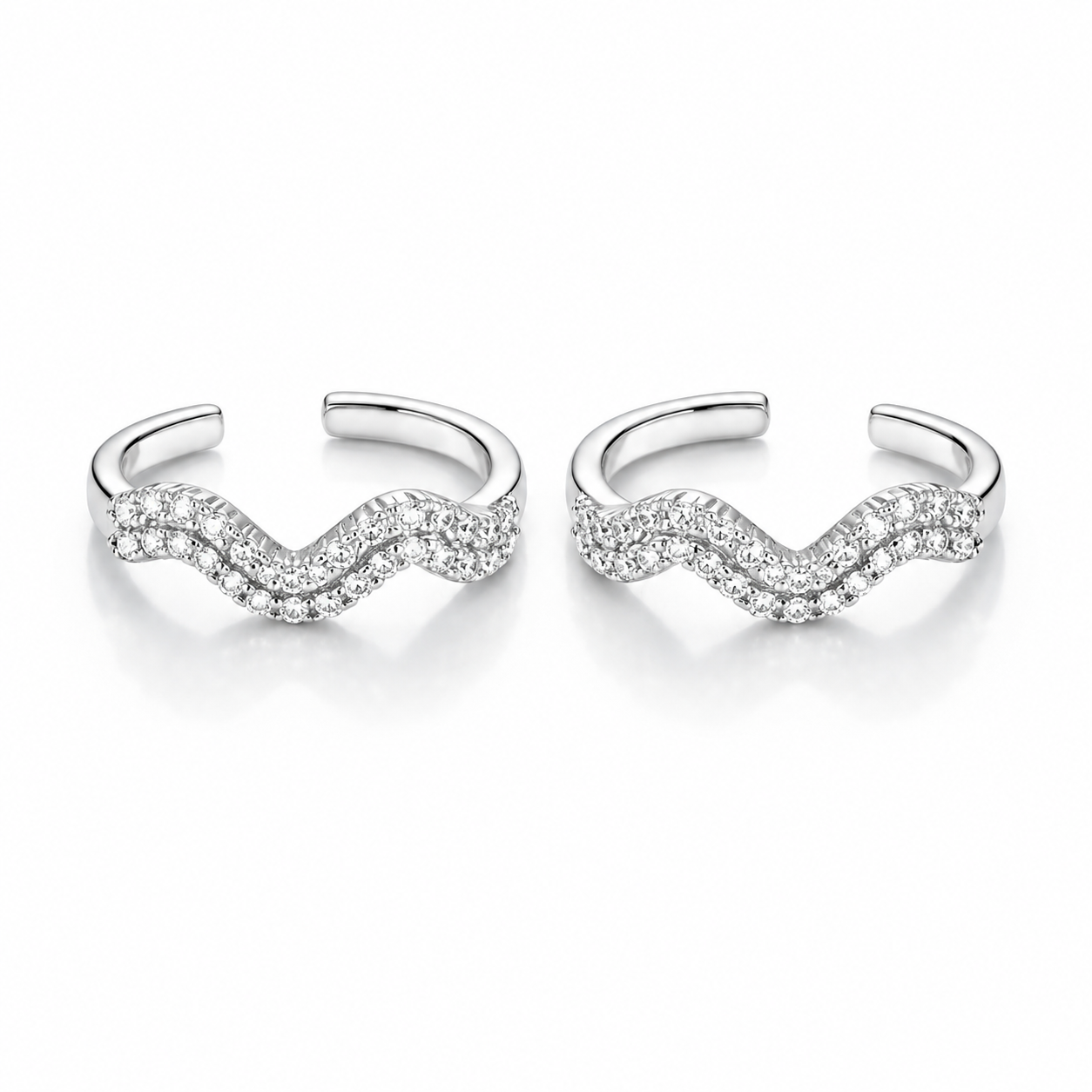 Sparkling Wave Design Silver Toe Ring for Elegant Style