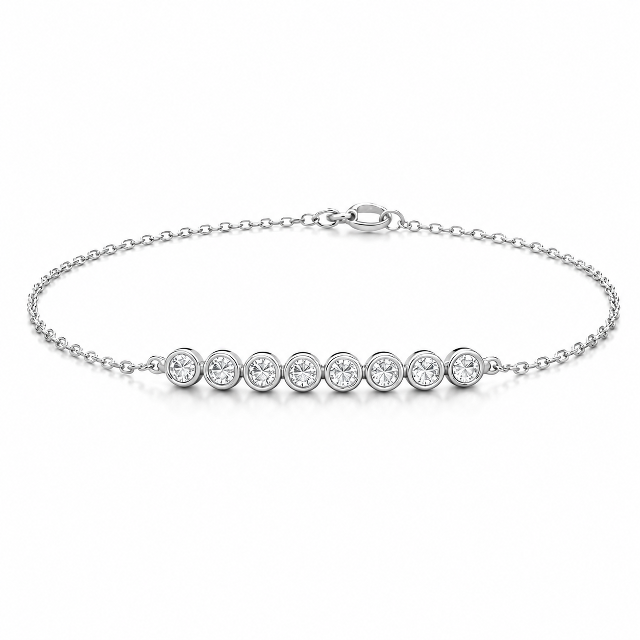 Elegant 925 Silver Zircon Line Bracelet for Women