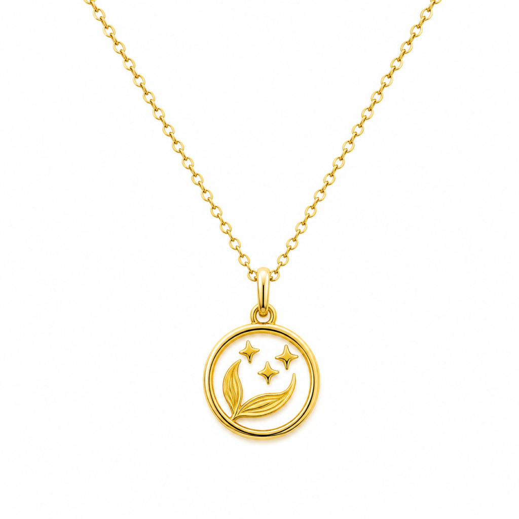 Celestial Moon & Star Pendant Necklace (925 Silver)