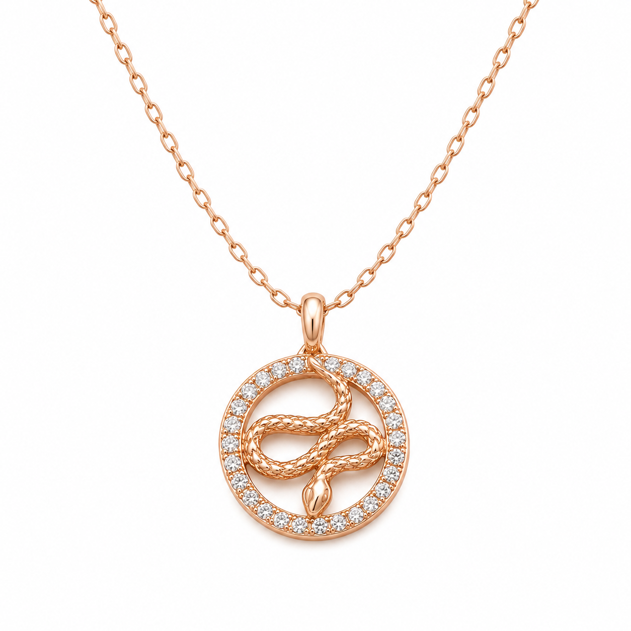 Mystical Gold Plated Silver Snake Circle Necklace for Women