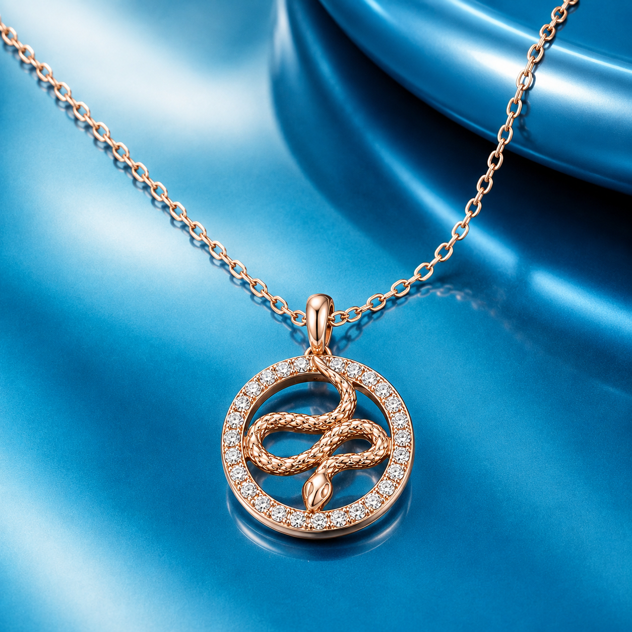 Mystical Gold Plated Silver Snake Circle Necklace for Women - Image 2