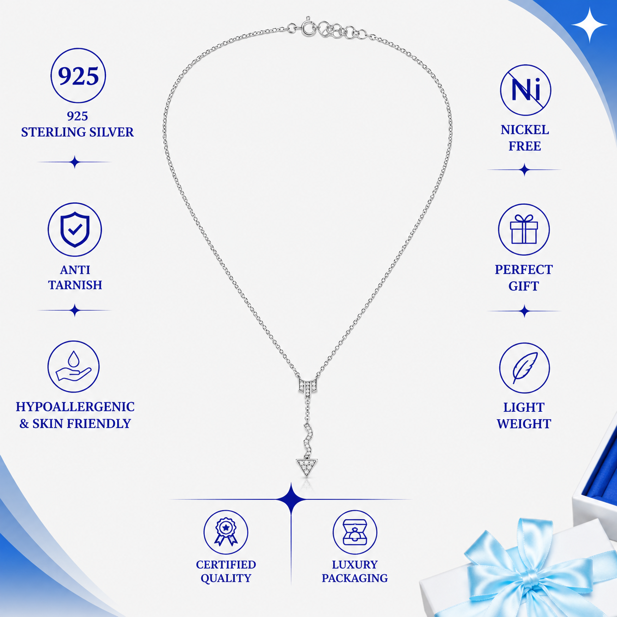 Bold 925 Silver Drop Pendant Necklace for Women - Image 3