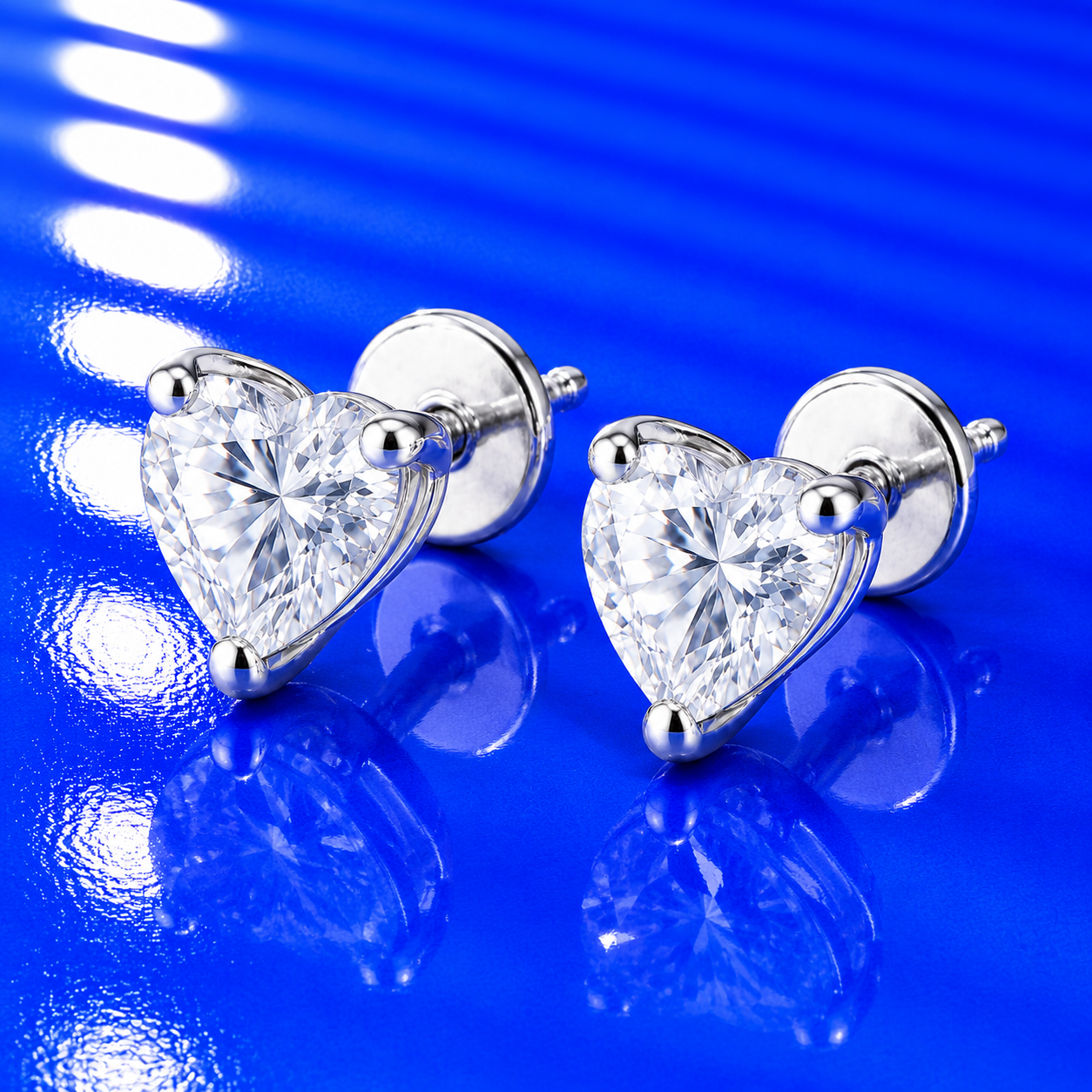 Sparkling 925 Sterling Silver Heart Cut Solitaire Stud Earrings for Women - Image 2