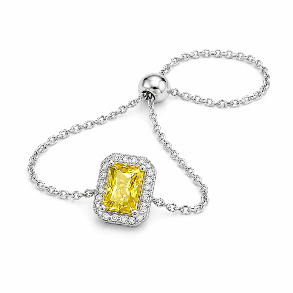 Golden Radiance Emerald Cut Slider Bracelet