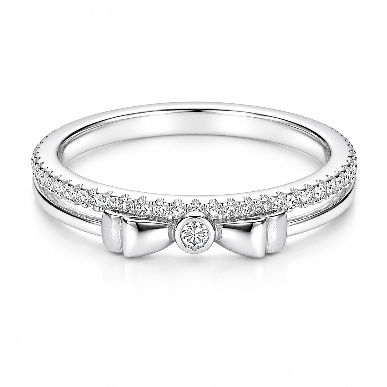 Bow Detail Silver Ring for Women (925 Sterling Silver)