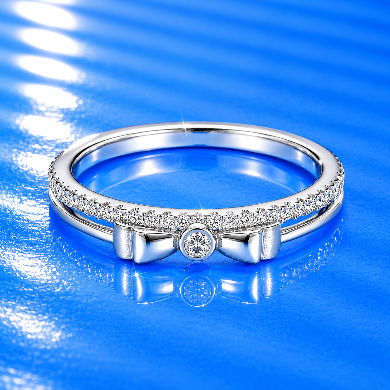 Bow Detail Silver Ring for Women (925 Sterling Silver) - Image 2