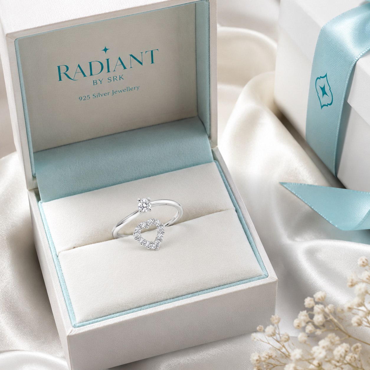 Elegant 925 Sterling Silver Heart & Solitaire Open Bypass Ring for Women - Image 4